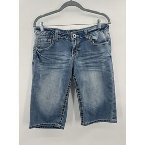 VTG Y2K Amethyst Size 9 Jorts Denim Jean Shorts Low Rise Embroidered Back Flap